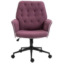 Vinsetto Tufted Ergonomic Desk Chair w/ Armrest & 360° Swivel Base - Purple