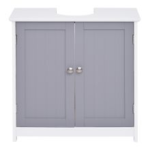  60x60cm Under-Sink Storage Cabinet with Adjustable Shelf Bathroom Cabinet Space Saver Organizer Floor Cabinet White and Grey