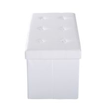  Storage Ottoman Bench Faux Leather Folding Storage Cube -White