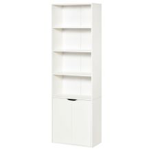  2 Door 4 Shelves Tall Bookcase Modern Bookshelf Storage Display Unit White