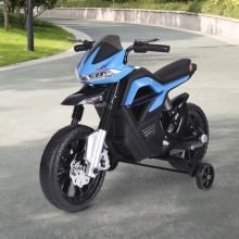 HOMCOM Ride On Kids Electric Motorbike Scooter 6V Battery Powered w/ Brake Lights and Music Blue