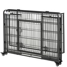  Dog Crates Foldable Indoor Dog Kennel & Dog Cage Pet Playpen w/ Tray Lockable Wheels Openable Top