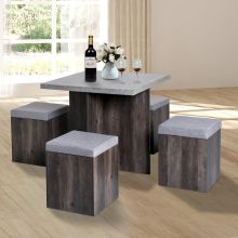  Particle Board Space Saving Indoor & Outdoor 4 Seater Dining Set Grey