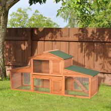  2-Tier Rabbit Hutch Small Animal Deluxe XXL Fir Wood Natural Wood Tone