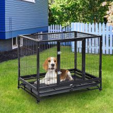  Metal Kennel Cage W/Wheels and Crate Tray, 109Lx76Wx87H cm 