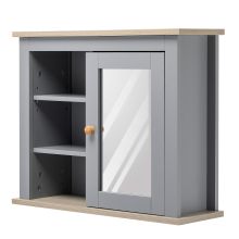kleankin Bathroom Mirror Cabinet Storage Organizer Wall Mounted with Adjustable Shelves