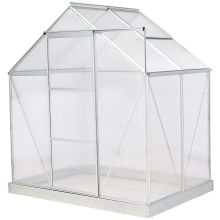  4x6ft Walk-In Polycarbonate Greenhouse w/ Window Clear