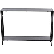  Console Table Narrow 2 Shelves MDF Steel Frame in Art Deco Square Style 76x106cm for Hallway Entrance