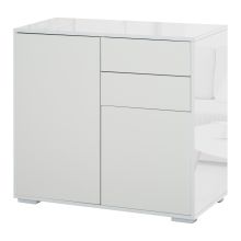  Push-Open Cabinet with 2 Drawer 2 Door Storage Cabinet for Home Office White