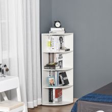  4-Tier Corner Bookshelf, 39.5Lx39.5Wx120H cm-White
