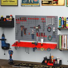 DURHAND 54 Pcs On-Wall Tool Equipment Home DIY Garage Organiser DIY Grey/Red