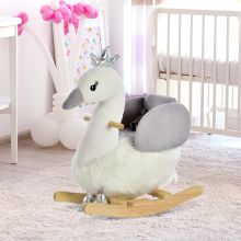  Toddlers Swan Plush Rocking Ride On w/ Sound White/Grey