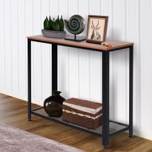  Steel Frame Industrial Style Console Table Brown/Black