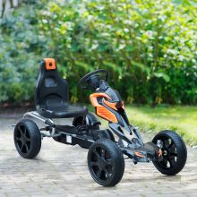 HOMCOM Pedal Go Kart Kids Ride On Indoor Outdoor Sports Toy Braking System-Orange/Black