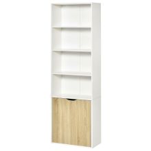  2 Door 4 Shelves Tall Bookcase Modern Bookshelf Storage Display Unit White Oak