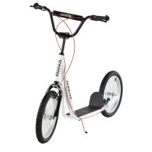  90-96cm Kids Kick Scooter w/ Adjustable Handlebar Inflatable Wheels Brakes White
