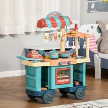  Kids Food Cart Pretend Playset Kitchen Supermarket Trolley Set w/ Accessories