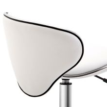  PU Leather Rolling Swivel Salon Chair Salon Stool with Backrest White