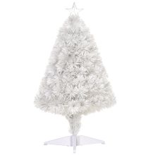  2.5FT Prelit Artificial Tabletop Christmas Tree with Fibre Optics Holiday Home Xmas Decoration for Table and Desk, White