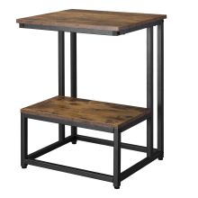  Side TableDoule Layer End Table Modern Coffee Table w/ Steel Frame Rustic Brown
