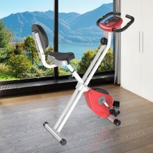  Steel Manual Stationary Bike Resistance Exercise Bike w/ LCD Monitor Red