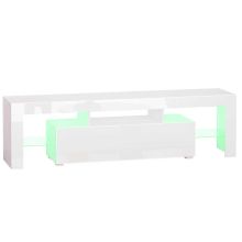  High Gloss TV Stand Cabinet W/ LED RGB Lights, Remote Control and Storage White