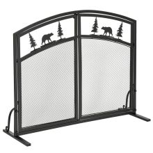  Fire Guard with Double Doors, Metal Mesh Fireplace Screen, Spark Flame Barrier