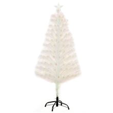  4FT Prelit Artificial Christmas Tree w/ Fiber Optic, Xmas Decoration, White