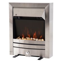  2KW Electric Fireplace Pebble Burning Effect Heater Fire Flame Indoor Stove LED Lighting - Stainless Steel