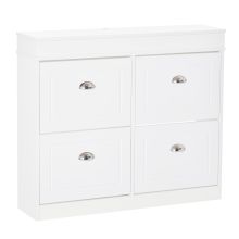  Shoe Cabinet with 4 Flip Drawers Storage Cupboard with Adjustable Shelf White