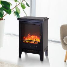  Electric Heater Freestanding Fireplace Artificial Flame Effect w/ Safety Thermostat 950w/1850W Tempered Glass Casing-Black