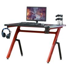  Gaming Desk Computer Desk Writing Table with Large Workstation for Home Office with Cup Holder Cable Management LED Ergonomic-Black, Red