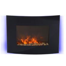  900/1800W LED Curved Glass Electric Wall Mounted Fire Place-Black