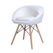  Faux Leather Lounge Chair W/Solid Wooden Legs-White