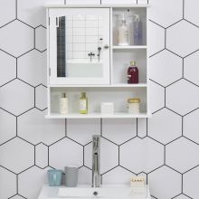 kleankin MDF Wall Mounted Bathroom Cabinet w/ Mirror White