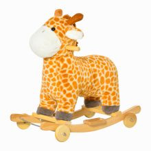  2-IN-1 Kids Plush Ride-On Rocking Gliding Horse Giraffe-shaped for Child Yellow