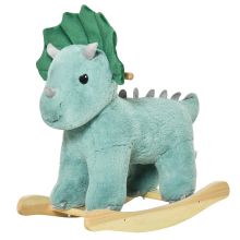  Kid Plush Ride-On Rocking Horse Triceratops-shaped Toy Rocker Realistic Sound