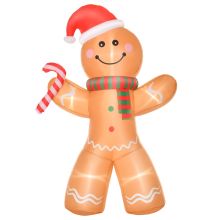 HOMCOM 2.4m Christmas Inflatable Gingerbread Man Lighted Home Indoor Outdoor Decoration