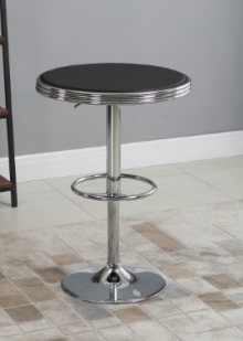  Round Height Adjustable Pub Table bar Table Faux Leather Tabletop and Footrest