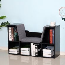  Bookcase Storage W/Particle Board Sponge Linen, 102W x 30D x 61Hcm-Black/Grey