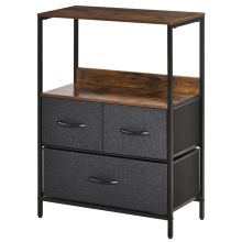  Chest of Drawers Bedroom Unit Storage Cabinet with 3 Fabric Bins Living Room