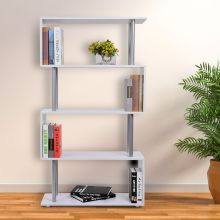  Wooden S Shape Storage Unit Bookshelf-White