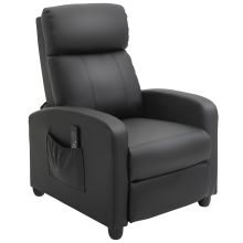  Recliner Sofa Chair PU Leather Massage Armcair w/ Remote Control, Black