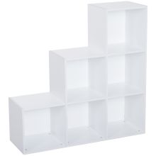  6 Cubes 3-Tier Shelving Cabinet, Particle Board-White