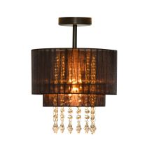  Metal Vintage Ceiling Light with Acrylic Crystal Pendants for Home Office Black