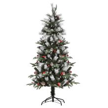 HOMCOM 5FT Artificial Snow Dipped Christmas Tree Xmas Pencil Tree Holiday Decoration