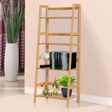  Bamboo Freestanding 4-Tier Ladder Bookcase Natural Bamboo Color