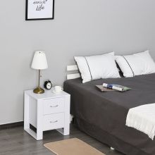  Particle Board 2-Drawer Bedside Table White