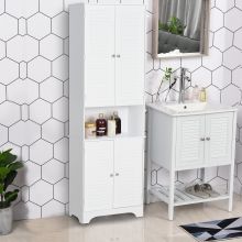  MDF Freestanding 6-Tier Bathroom Storage Cabinet White