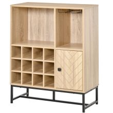  Wine Cabinet for 12 Bottles, Freestanding Wine Rack Sideboard with Glass Holders